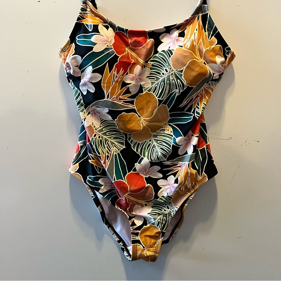 HURLEY BLACK MULTI ONE PC REMOVABLE CUPS UPF 50 SWIMSUIT size small - Picture 4 of 7